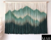 Macrame Mural Yarn Wall Hanging, Textile Wall Hanging with Mountain Wall Art, Macrame Backdrop or Macrame Headboard, Large Woven Wall Art