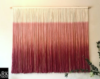 Pink Macrame Wall Hanging Macrame Mural Wall Art. Large Colorful Yarn Woven Wall Hanging Tapestry for Boho Theme Decor. Macrame Headboard