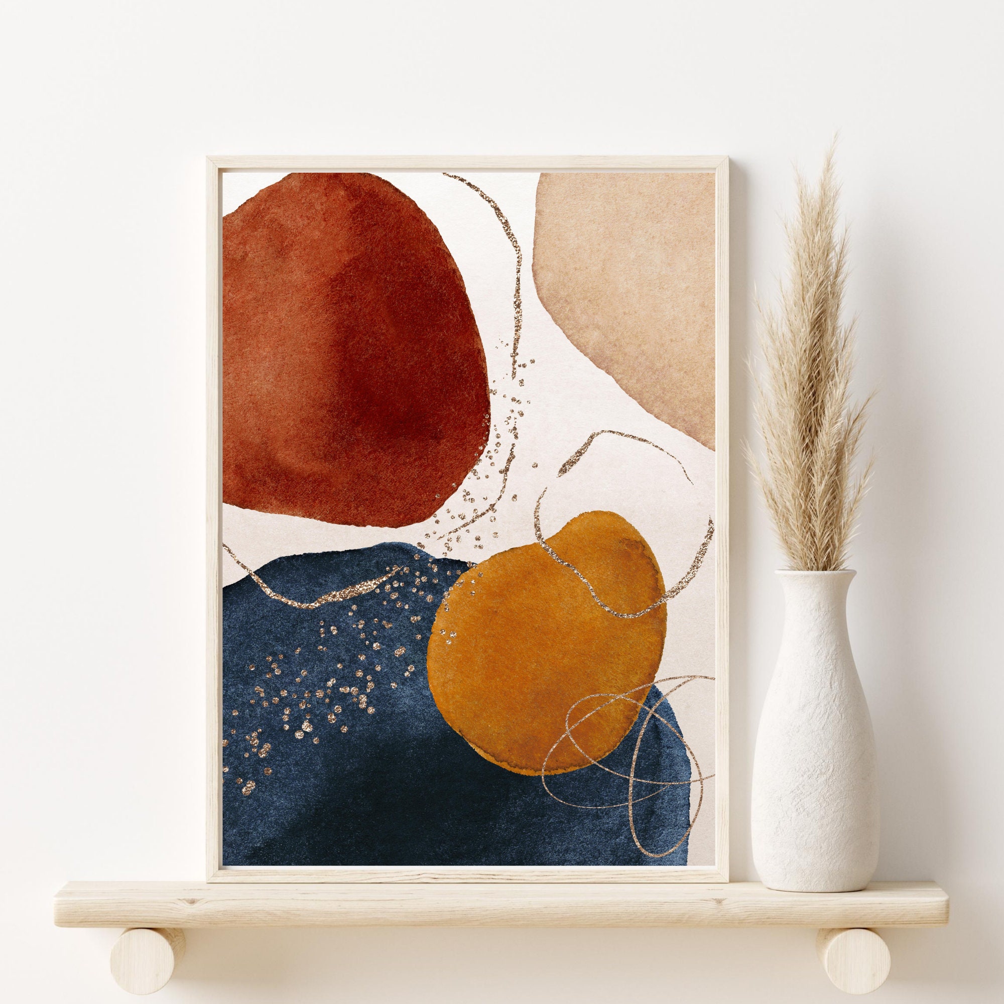 CANVAS WALL ART Terracotta & Blue 3 Styles Aquarelle Etsy