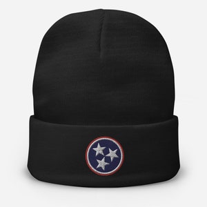 Tri-Star Embroidered Beanie - Tennessee Tristar Toboggan - Knit Cap