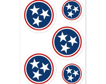 Tennessee Tristar Sticker Sheet - 5Pk Tri-Star Decals - Tristar Car Stickers