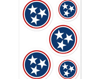 Tennessee Tristar Sticker Sheet - 5Pk Tri-Star Decals - Tristar Car Stickers