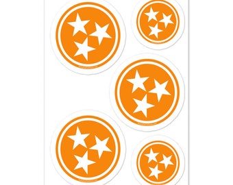 Tennessee Vols  Tristar Sticker sheet - 5Pk Tri-Star Decals