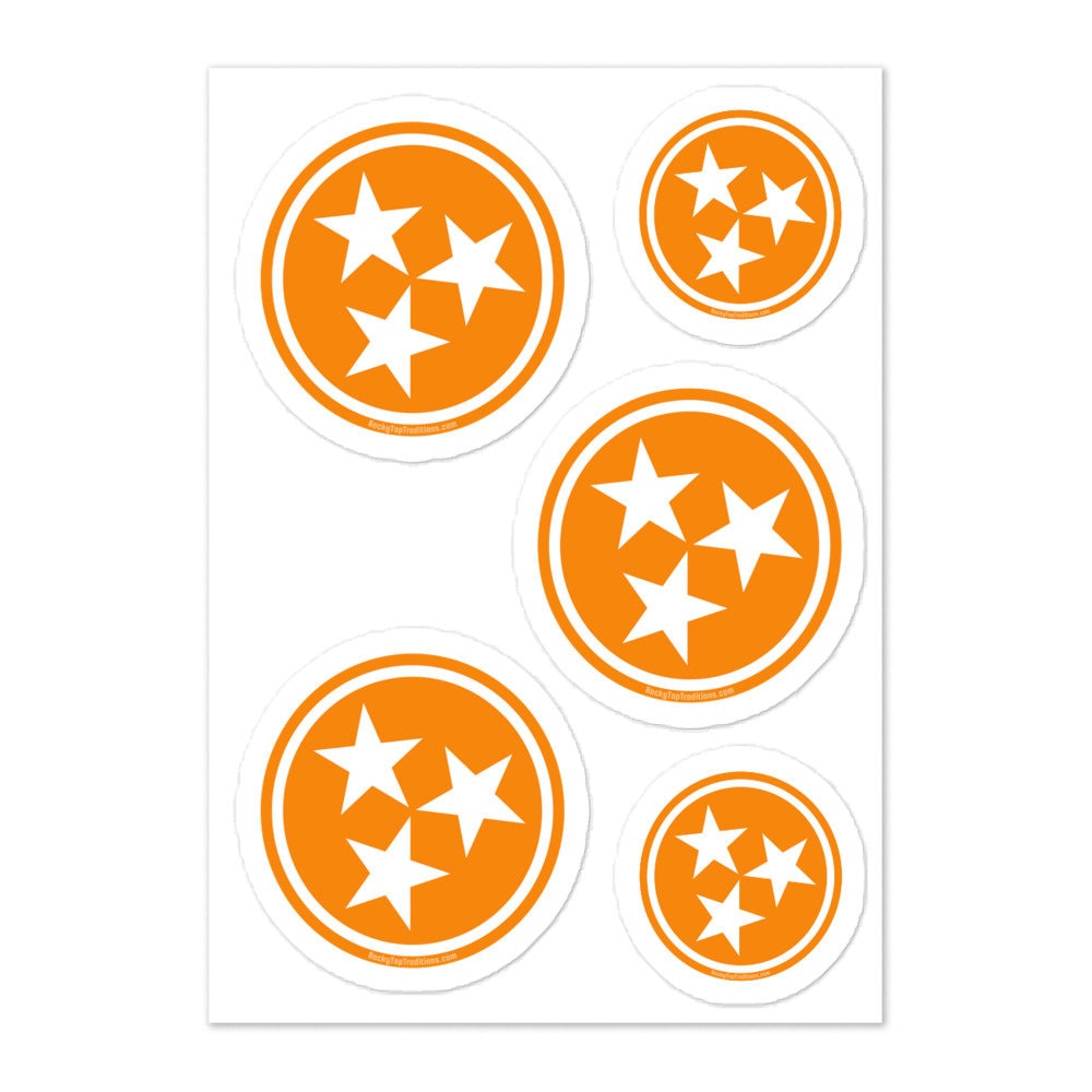 Tennessee Vols  Tristar Sticker sheet - 5Pk Tri-Star Decals