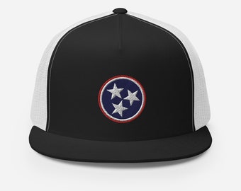 Tennessee Tri-Star Hat - Tristar Flatbill Trucker Cap - Mesh Snapback
