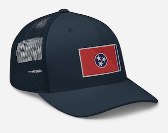 Tennessee Flag Embroidered Trucker Hat - TN TriStar Cap