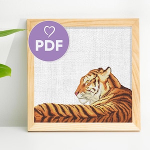 Tiger Cross Stitch Pattern, Wild Cat PDF Cross Stitch Pattern, Animals Theme Cross Embroidery Design, Simple Cross Stitch, Tiger Embroidery