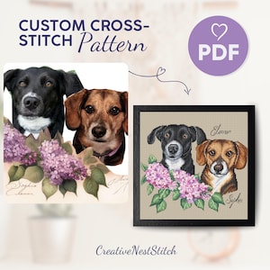Custom Pet Cross Stitch Pattern PDF, Personalized Dog Portrait Embroidery Design, Unique Gift for Pet Lovers, Dog Memorial DIY Needlework