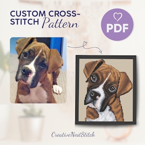 Custom Pet Portrait Cross Stitch Pattern, Personalized Dog Embroidery Design from Photo, PDF Pet Memorial Gift, DIY Needlework Keepsake Gift