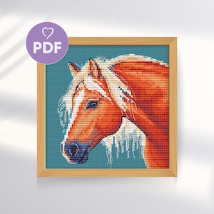 Kreuzstichvorlage Pferd gezählt, sofortiger digitaler Download