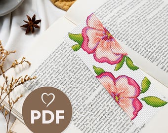 Floral Bookmark Cross Stitch Pattern PDF - DIY Embroidery Bookmark, Back to School Gift