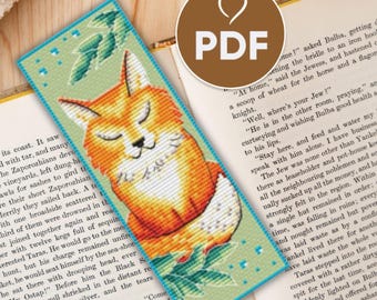 Fox Bookmark Crosstitch Pattern PDF, 2x6 Counted Cross Stitch Bookmarks, DIY Needlework