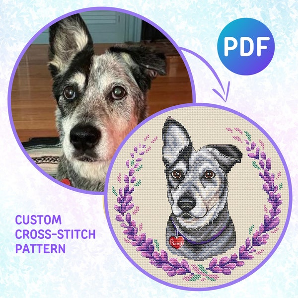 Custom pet cross stitch pdf pattern - Memorial cross stitch