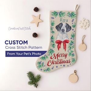 Christmas Stocking Cross Stitch Pattern, Needlepoint Pattern Dog Sticking, Pet Memorial Gift