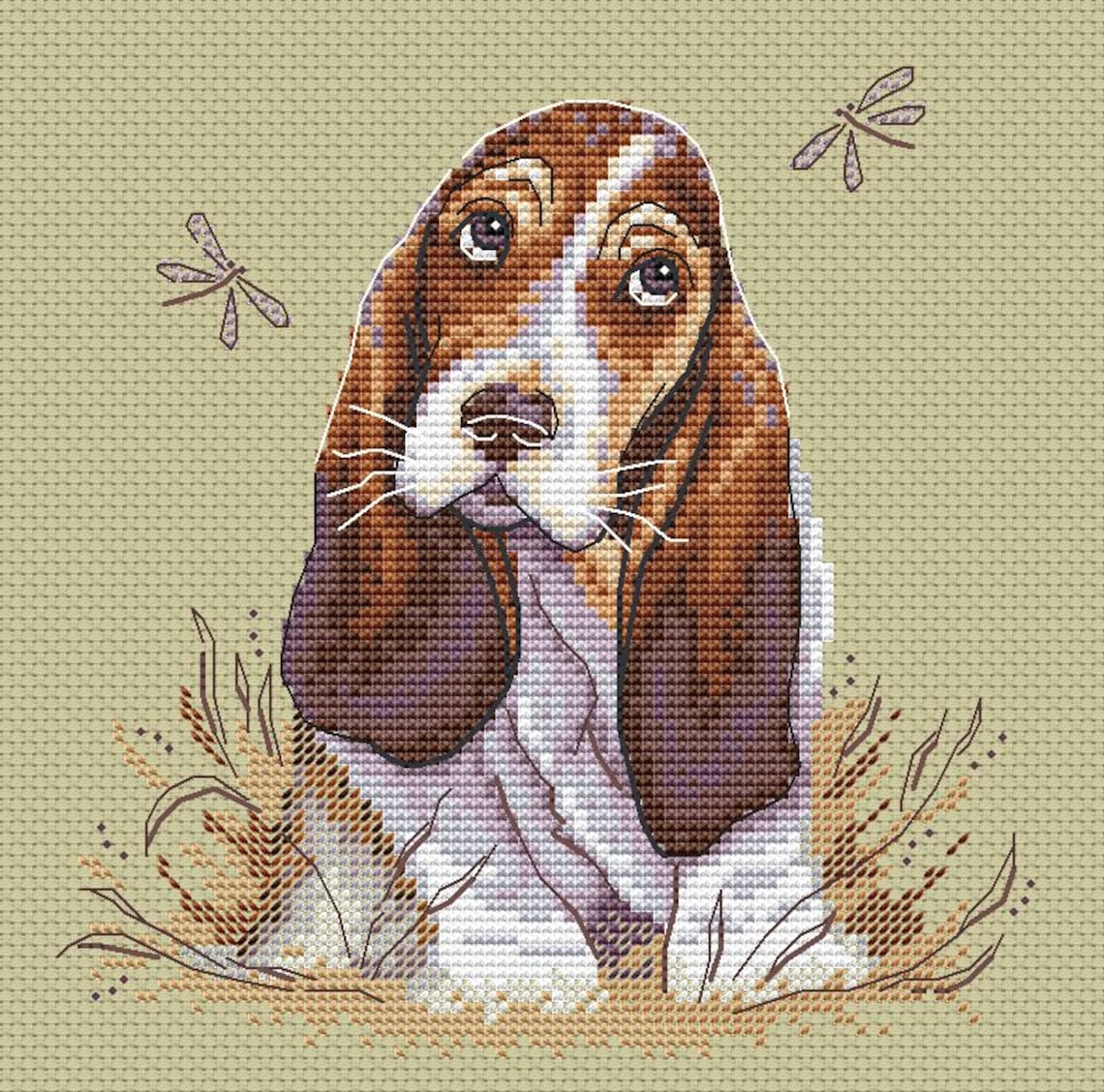 Basset Hound Cross Stitch Patterninstant PDF Download Animal Etsy