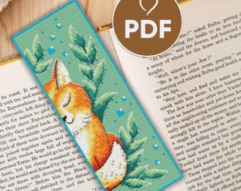 Adorable Fox Bookmark Cross Stitch Pattern PDF, Simple Cross Embroidery Design, Animal Motif for Book Lovers, DIY Needlework, Bookmark Gift