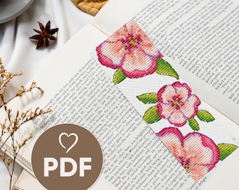 Unique Bookmark Cross Stitch Pattern, Floral Bookmark Cross Embroidery, DIY Bookmark Gift, Simple Cross Stitch Design, Cross Stitch PDF File