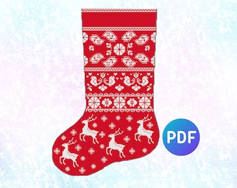 Cross stitch christmas stocking instant download PDF file