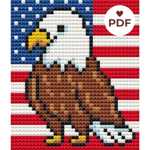 Cross Stitch Patterns for 250 Anniversary: Cross Stitxh USA Pattern PDF, Eagle Embroidery Download