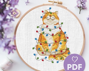 Christmas cat cross stitch