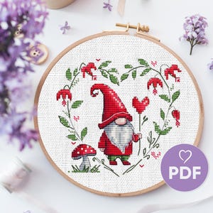 Kreuzstich Stickmuster mit Herz, süßes Weihnachtsgeschenk mit Herz und Herz PDF X-Stitch Stickmuster, Liebe Weihnachtspostkarte Kreuzstichmuster