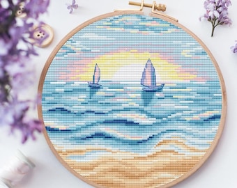 輸入キット 楽天市場】刺繍 シックな絵 景色 海 ヨット 額 刺繍絵 Charivna season Velvety BT-055 その他