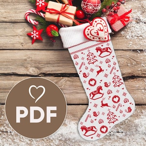 Cross stitch christmas stockings, Christmas decoration. Cross stitch ornament