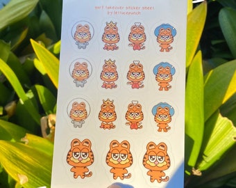Garf Orange Cat Sticker Sheet - Cowboy Astronaut King Chef Outfits
