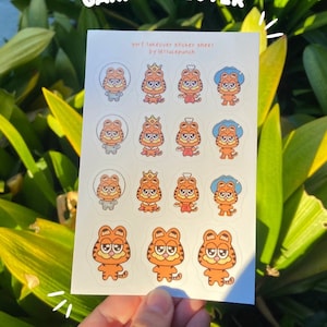 Garf Orange Cat Sticker Sheet - Cowboy Astronaut King Chef Outfits