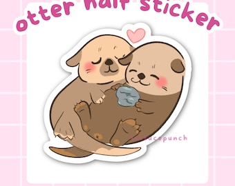 Otter Couple Vinyl Sticker - Waterproof Marine Animal Decal