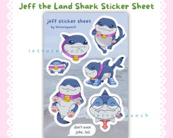 Jeff the Land Shark - Deco Sticker Sheet Toploader Journals Bujo