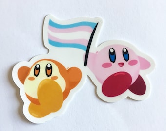 Kirby and Waddle Dee for Trans Rights! (Vinyl Sticker)