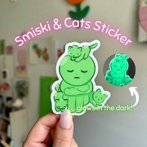 Smiski Glow Guy Cats Sticker Blind Box Weatherproof Waterproof Vinyl Glow In The Dark