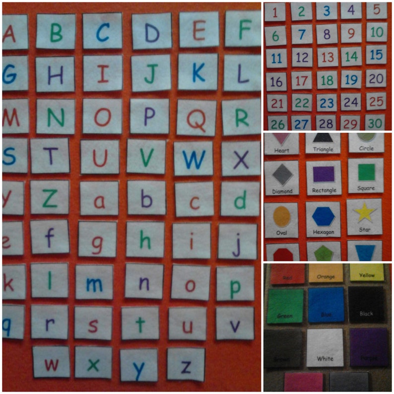 Felt/flannel Board Letters Numbers Colors & Shapes Etsy