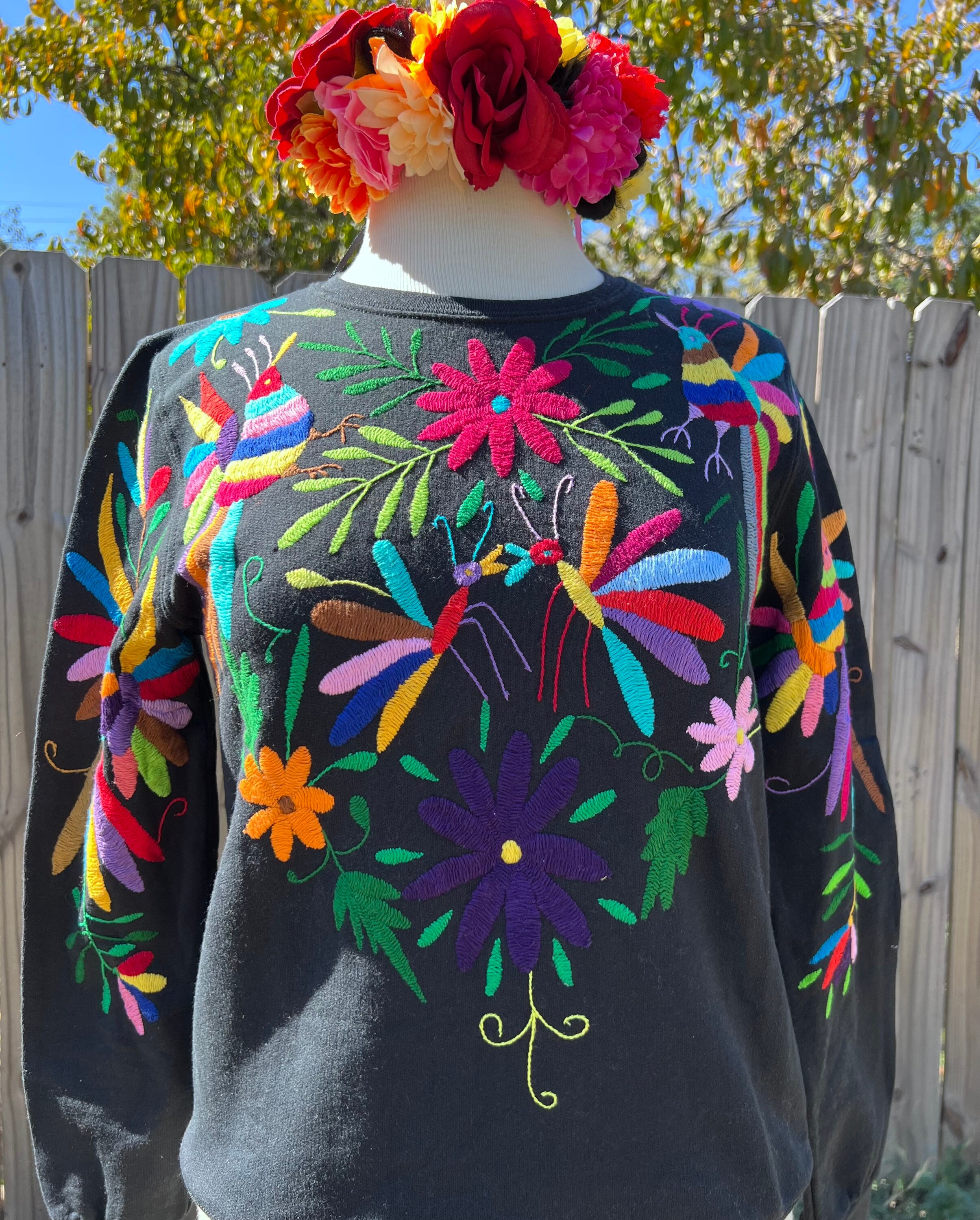 Otomi Embroidery Sweatshirt Mexican Embroidery Sweatshirt
