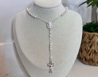 Silver jewelry, silver rosary, silver rosary, silver necklace, silver 925,artisan jewelry, Mexican jewelry, religious jewelry, religious.