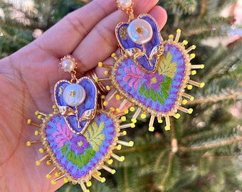 Hand embroidered earrings, Mexican earrings, handmade, Mexican jewelry, artisan jewelry, women jewelry, Mexican earrings, artisanal arts