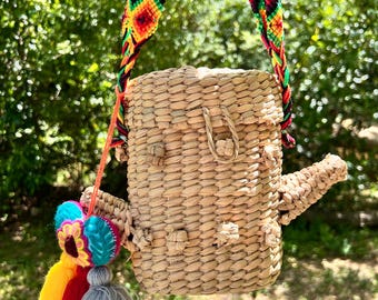 Cactus bag, cactus bag, straw bag, Mexican bag, crossbody bag, handmade bag, Mexican art, Mexican folk, summer bag, straw cactus bag