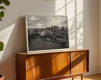 Väggkonst med New York-broar, Brooklyn- och Manhattan-bron-tryck, svartvitt foto, NYC