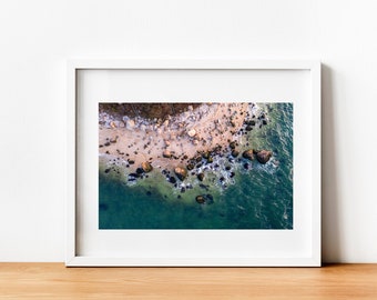 Aerial Beach Photography, Beach Wall Art, Coastal Print, Rocky Point Beach, Greenport New York, North Fork Photograph, Shoreline