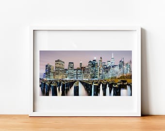 NYC Wall Art, New York City Skyline, East River Photograph, Brooklyn Bridge Park, NYC Print