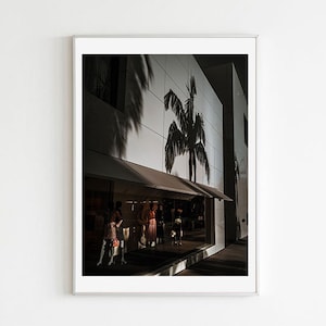 Beverly Hills Photograph, Rodeo Drive Print, California Wall Art, Black and White Print, Palm Tree, Fine Photography, Wall Decor