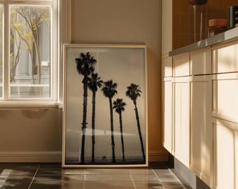 サンタモニカのプリント、カリフォルニアのウォールアート、白黒の額
