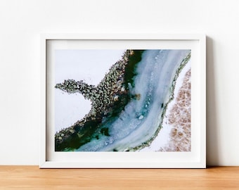Winter Beach Shoreline Photograph, Coastal Print, Cutchogue, New York, North Fork Photography, Wall Art, Abstract Photo