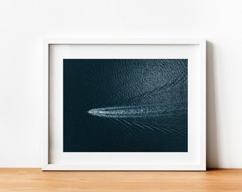 Boating Print, Nautical Art, Aerial Ocean Photography, Coastal Beach Decor, Wall Art, Beach Gift, North Fork