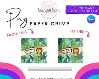 Canva Party Favor Templates - Paper Crimp PNG Design - Chip Favors -Pink Sugar Shoppe -Canva Templates -Photoshop Templates- Design Included