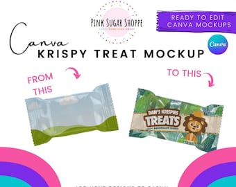 Krispy Treat Mockup - Canva Party Favor Mockups - Canva Party Favor Templates - Pink Sugar Shoppe - Canva Mockups