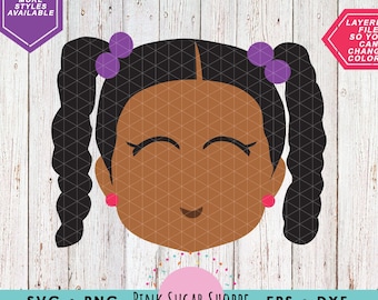 Little Brown Girl SVG - Peekaboo Girl SVG - Ponytails - African American - Afro Puffs svg - Sugar Girl SVG - Kid svg - Black Girl Svg