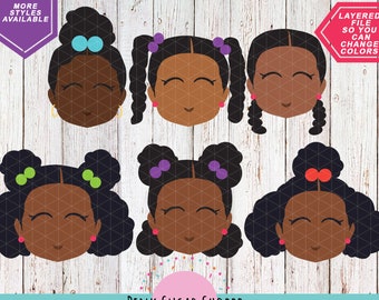 Little Brown Girl SVG BUNDLE - Peekaboo Girl SVG - Puffs - Fro - African American - Afro Puffs svg -Sugar Girls - Kid - Black Girl Svg
