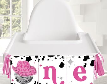 Disco Cowgirl High Chair Banner - High Chair Garland - Cowgirl First Birthday - One Banner - Rodeo - Printable - Man I feel like I'm One